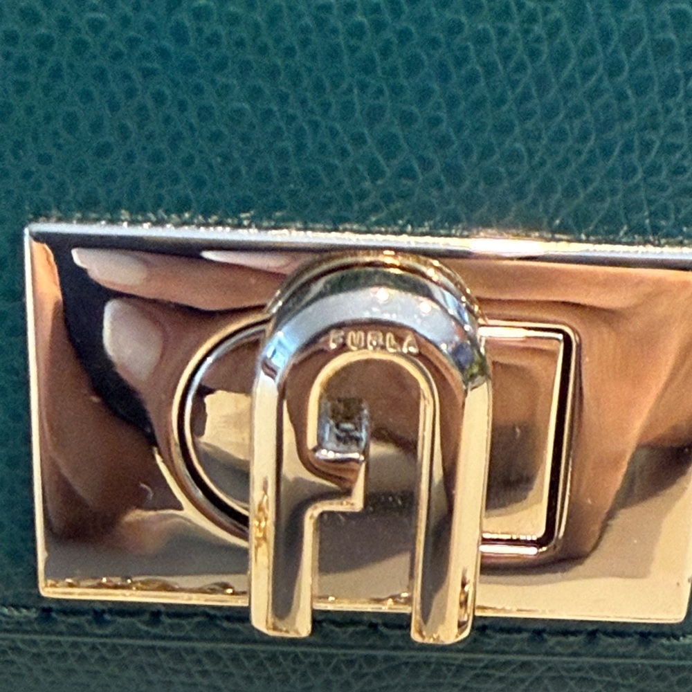 Furla Teal Clutch with Gold Chain - Picture 2 of 9